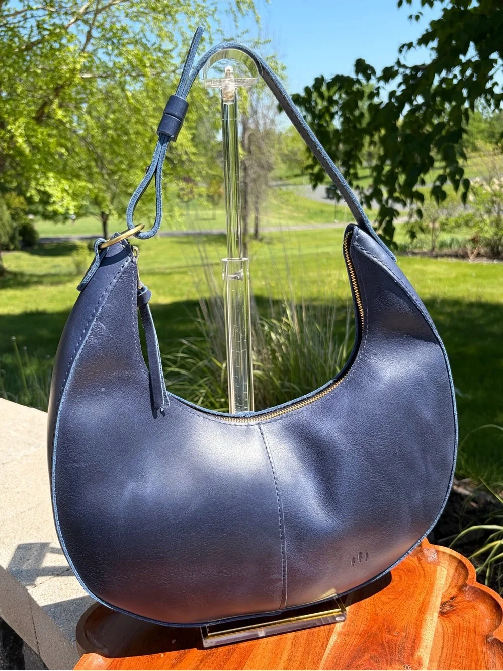 Portland Leather Nora Large Shoulder Bag Cowboy Blue Leather
